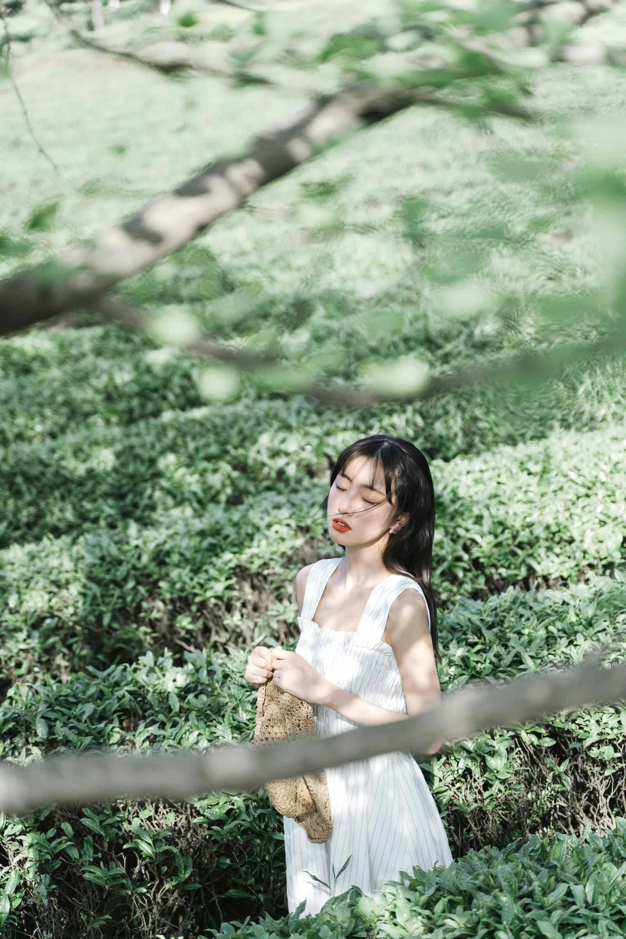 cô gái đừng giữa cánh đồng