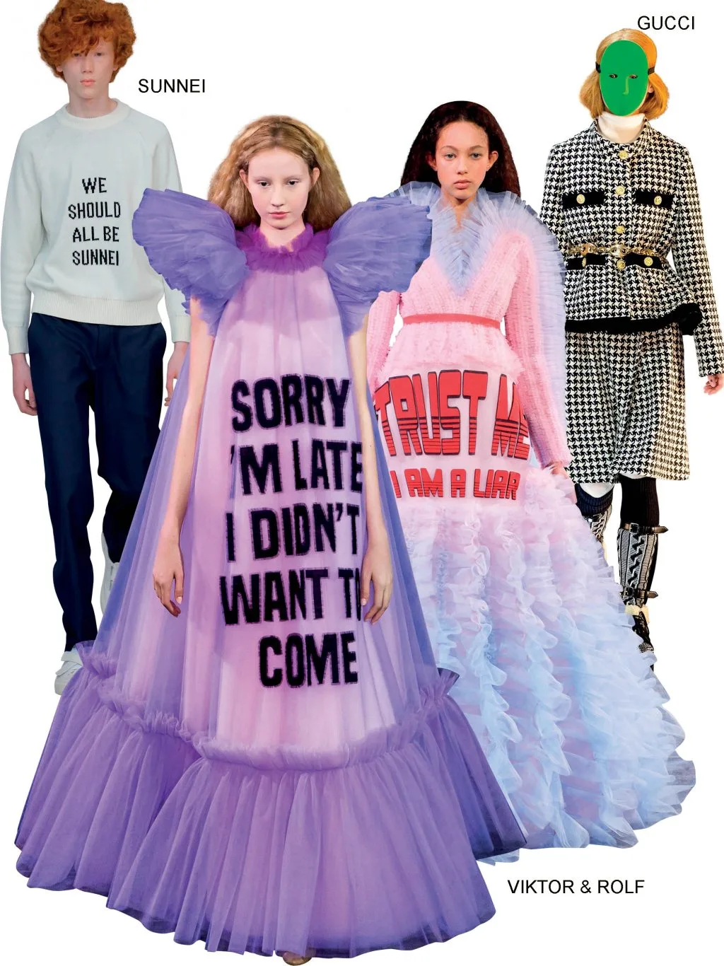 meme 1 meme là gì, được biến tấu trong bộ sưu tập của viktor&rolf, gucci, sunnei