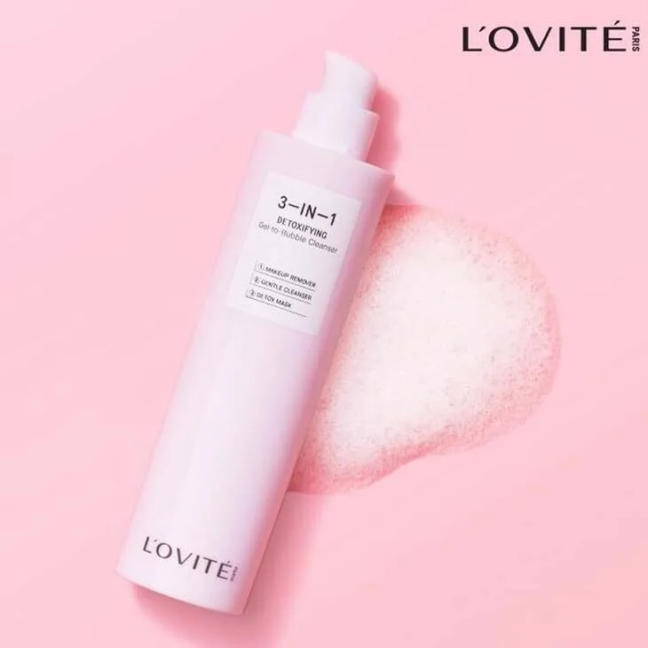 Sữa rửa mặt L’ovite 3-in-1 Detoxifying Gel-to-Bubble Cleanser có độ pH 5.5 phù hợp cho da khô. Sữa rửa mặt cho da khô của L’ovite 3-in-1 Detoxifying Gel-to-Bubble Cleanser