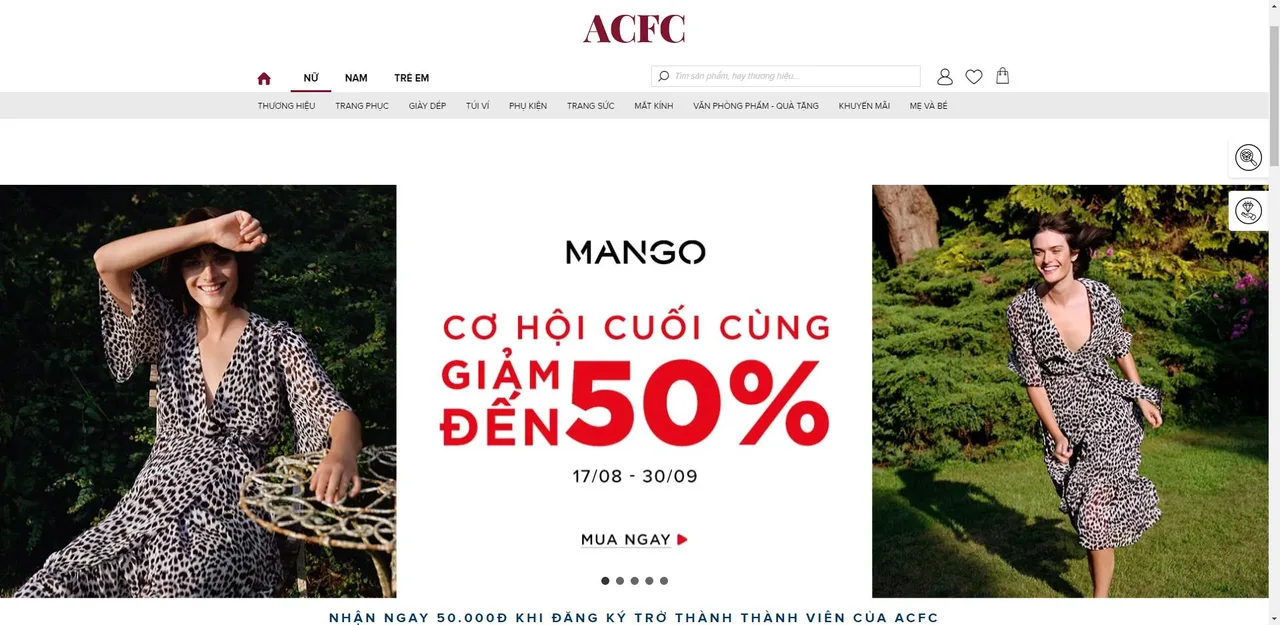 Trang thương mại điện tử mới của ACFC