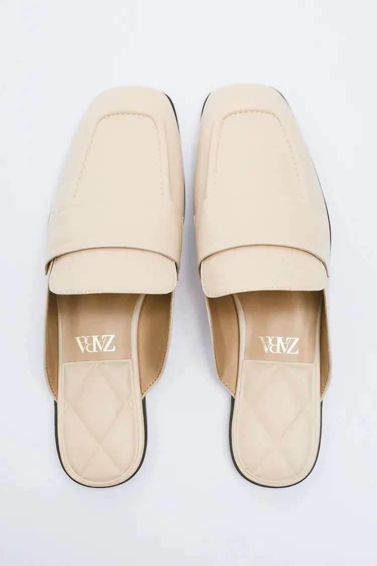 Zara giày mule trắng đế thấp