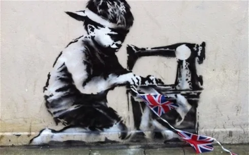 Banksy phản ảnh bóc lột sức lao động trẻ em trong kì Thế vận hội Mù Hè năm 2012