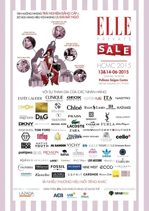 Các thương hiệu hàng đầu tại ELLE Private Sales 2015 - Pullman TP. Hồ Chí Minh ELLE Private Sales 2015 tai Pullman