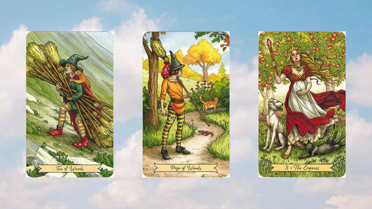 trải bài tuần ten of wands - page of pentacles - the empress
