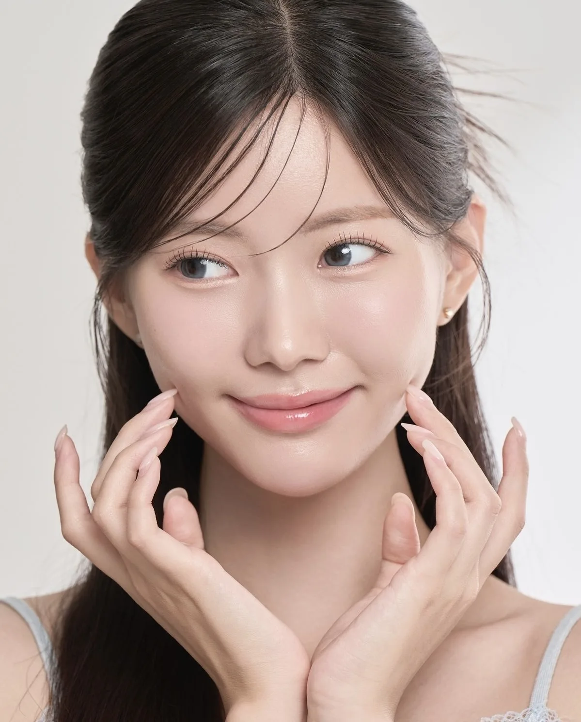 Cô gái với làn da mịn màng sau khi laser.