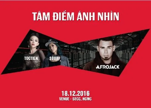 “Track” nhạc Tâm Điểm Ánh Nhìn Afrojack sản xuất riêng cho Việt Nam kết hợp với Tóc Tiên và Rapper Suboi sẽ khai diễn vào ngày 18.12 cùng hơn 10.000 raver tại SECC