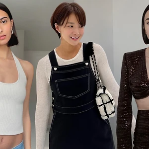 mặt vuông - Lee Si Young và Lily Collins để tóc bob ngắn, mặc trang phục màu đen để chụp ảnh chân dung