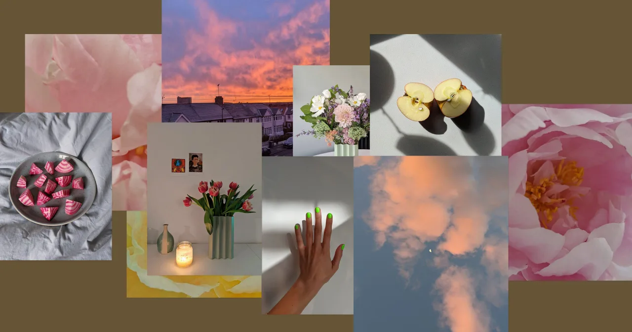 ảnh ghép bàn tay bầu trời hoa instagram