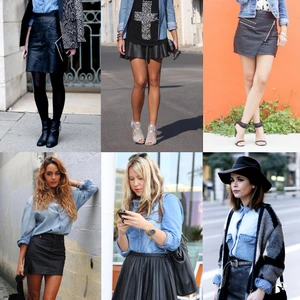 3 cách phối trang phục denim và da