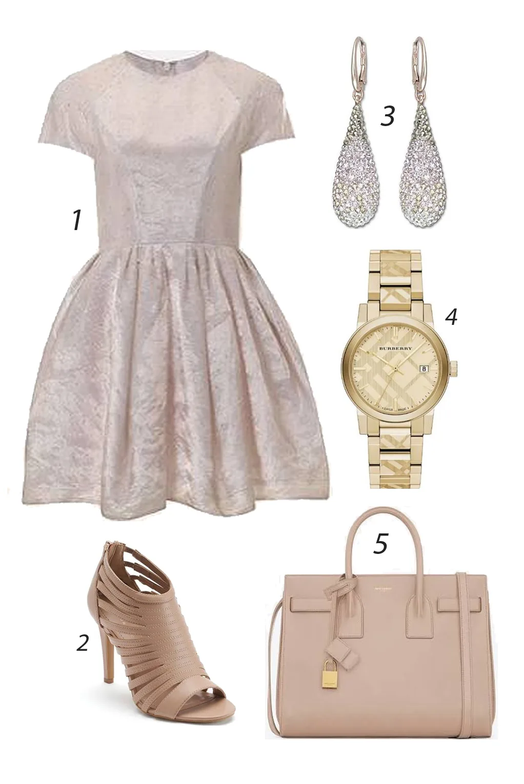 Thứ Hai điệu đàng với váy xòe. 1. TOPSHOP 2. LAUREN CONRAD 3. SWAROVSKI 4. BURBERRY 5. SAINT LAURENT