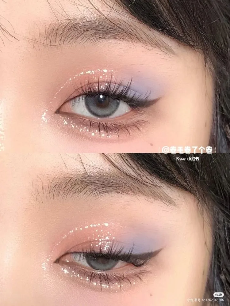 makeup mắt tone xanh phối cùng màu pastel gây sốt douyin