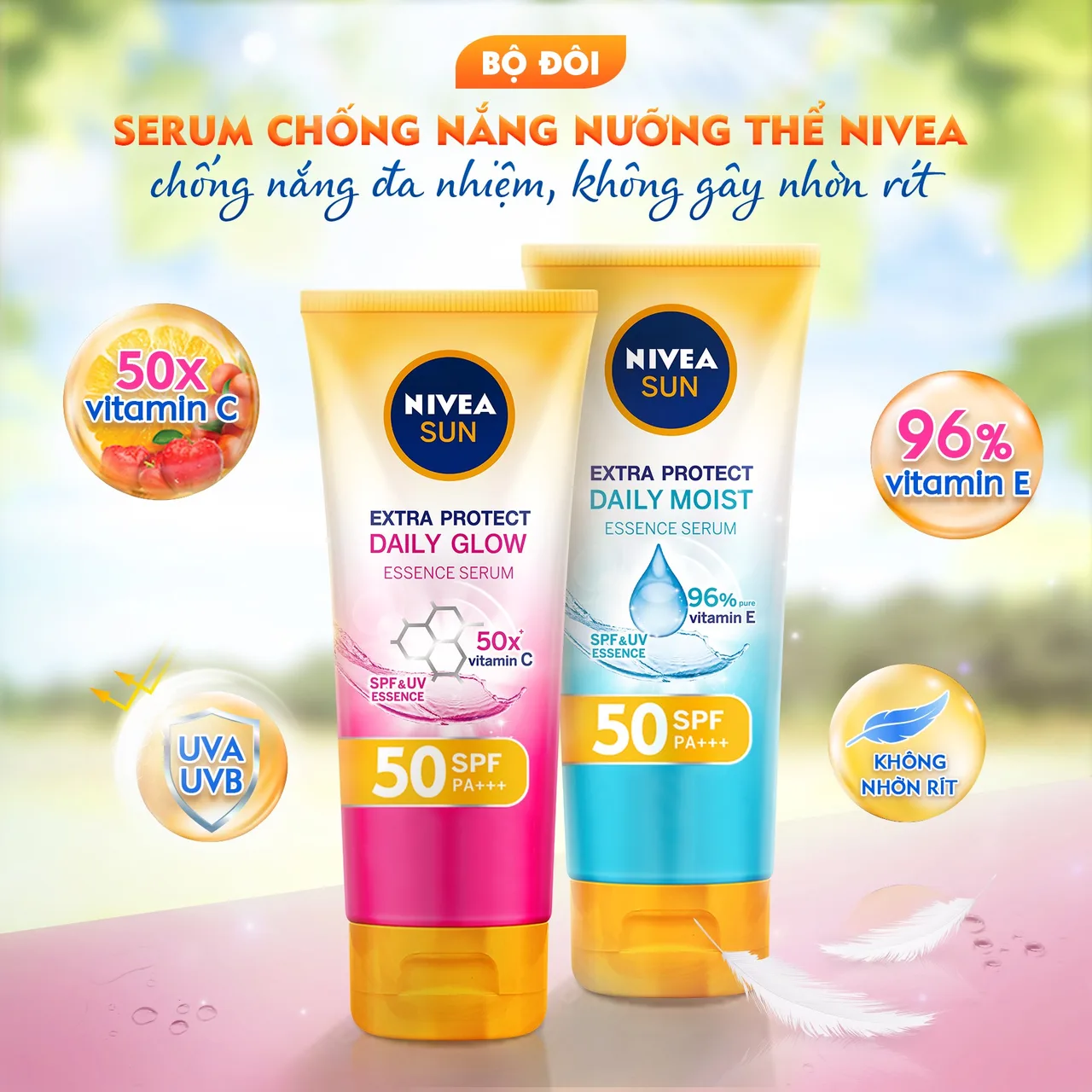 Serum chống nắng dưỡng thể NIVEA chống nắng đa nhiệm, không gây nhờn rít Serum chống nắng dưỡng thể NIVEA chống nắng đa nhiệm, không gây nhờn rít