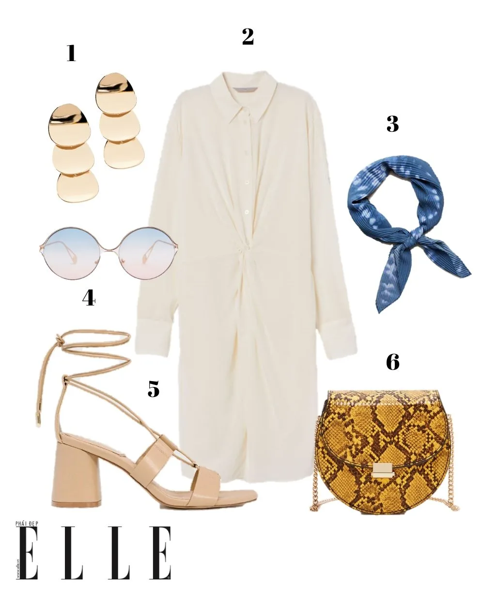 kính mát shirtdress túi xách hình học