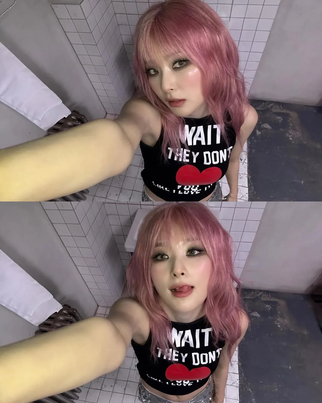 Trang điểm grunge cá tính với kính áp tròng xám khói.