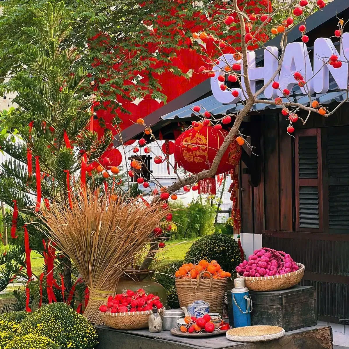 Quán Cà Phê Chang Dao hoài cổ, mộc mạc và đậm chất Tết.