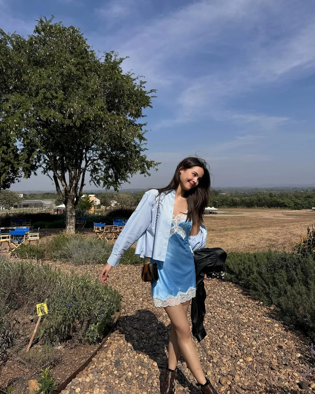 đầm 2 dây lụa slip dress xanh