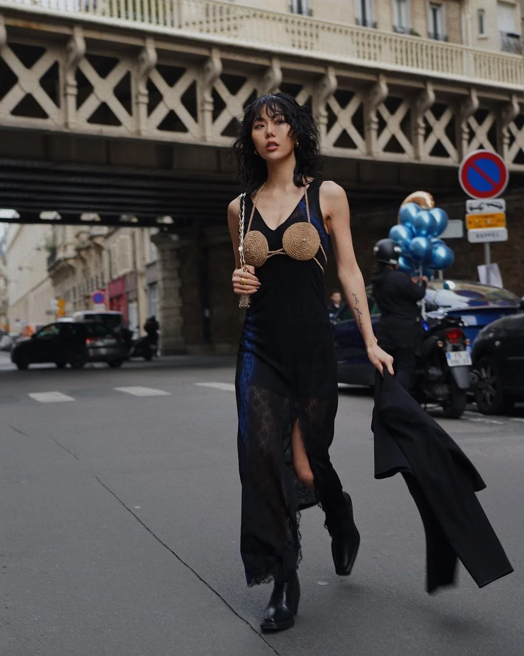 váy maxi ren phối blazer