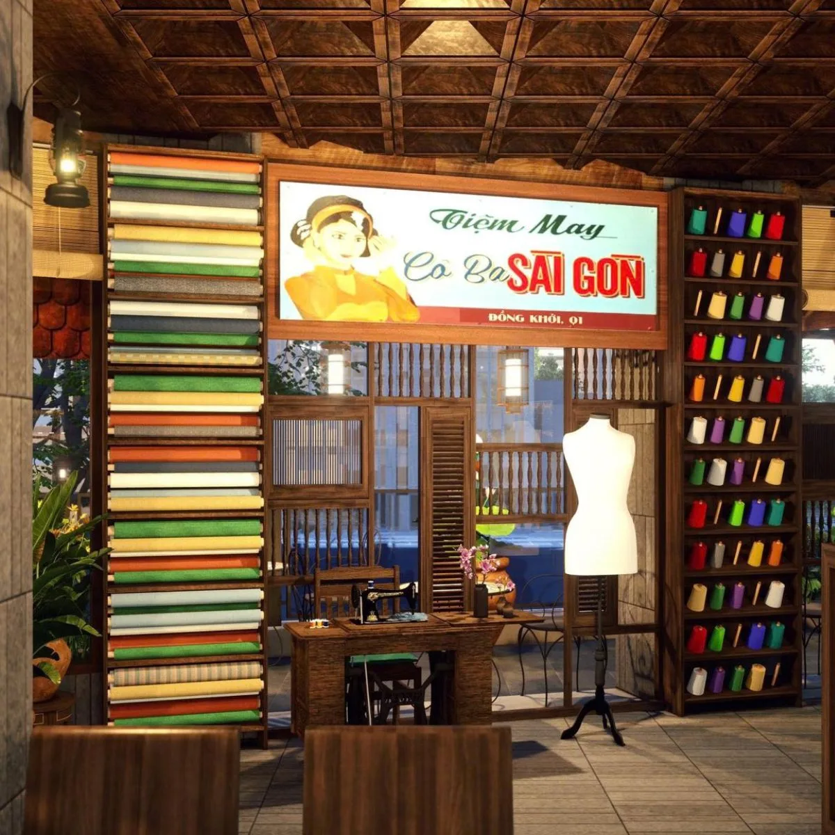Quán Cà phê Cô Ba Sài Gòn mở ra một không gian Tết đậm chất hoài cổ, gợi nhắc về vẻ đẹp của Sài Gòn xưa.