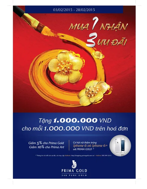 Với Prima Gold - mua 1 lần nhận được 3 lần ưu đãi