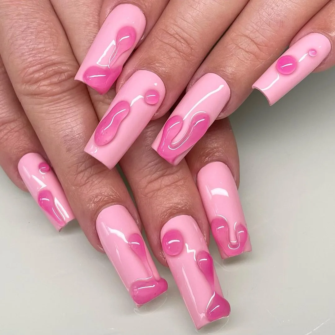 Bàn tay nail đẹp họa tiết in nổi 3D