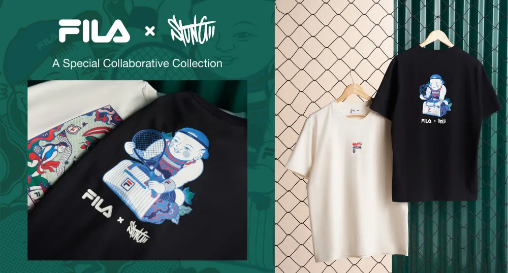 fila x stung áo thun trắng đen