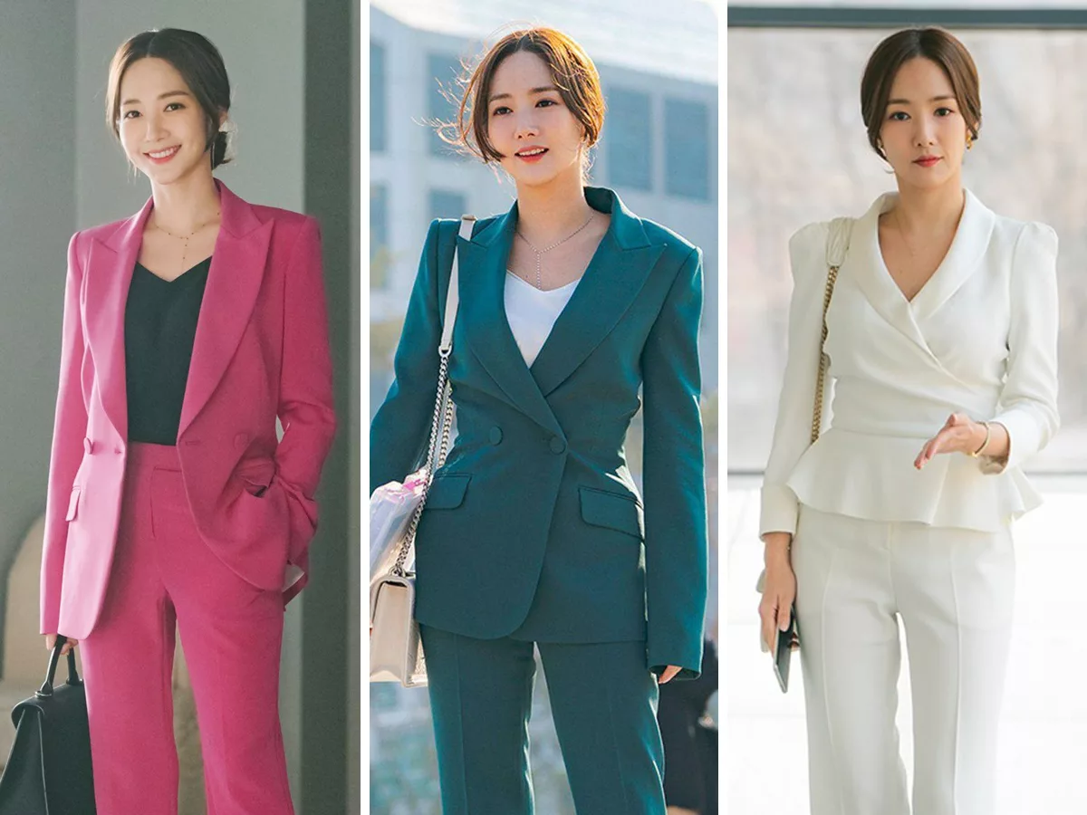 Park Min Young mặc âu phục công sở trơn màu trong phim Hàn Quốc Her Private Life
