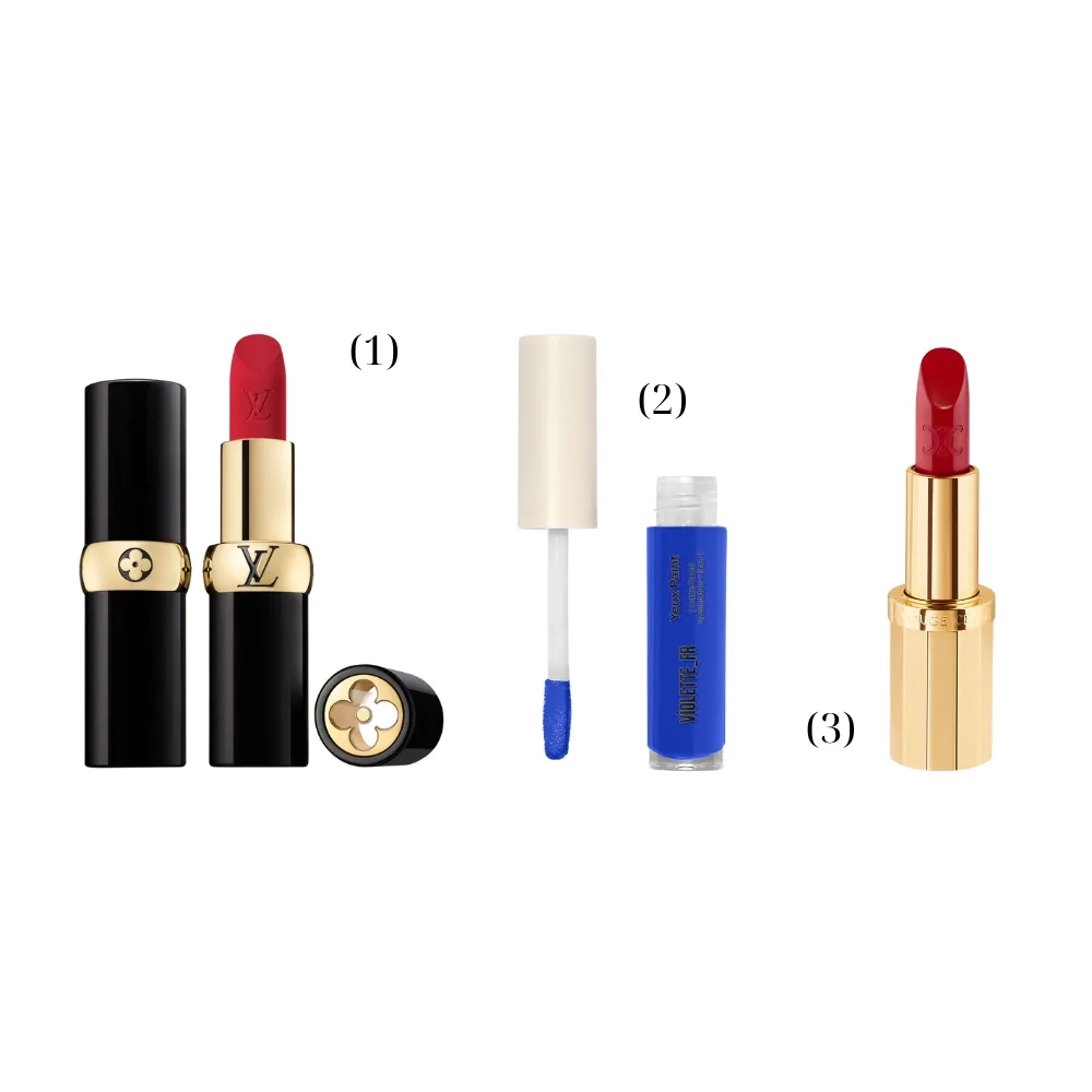 Son đỏ La Beauté LOUIS VUITTON, Mắt nước xanh dương VIOLETTE_FR và Son đỏ CELINE
