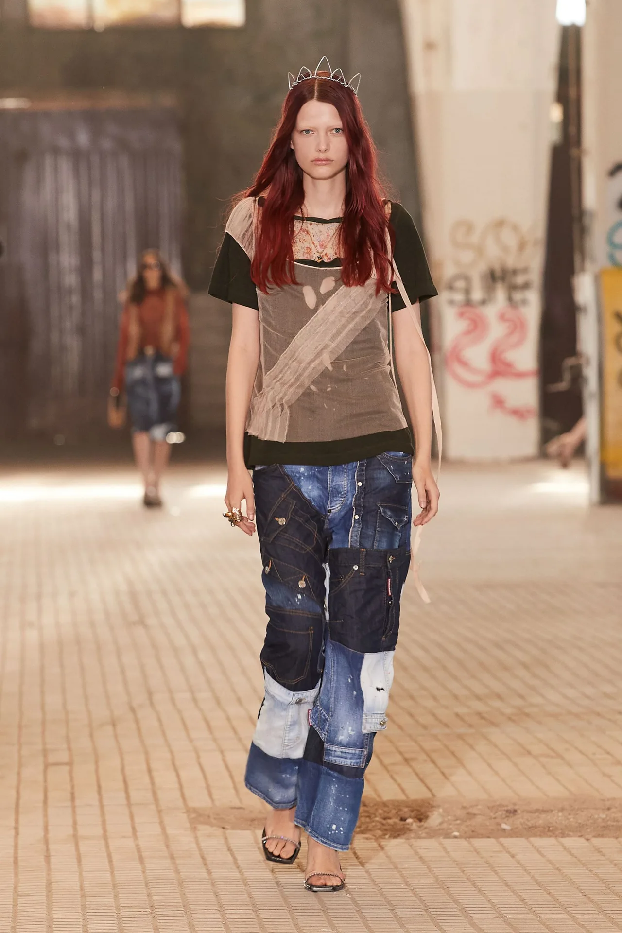 quần jeans họa tiết ghép vải Dsquared2