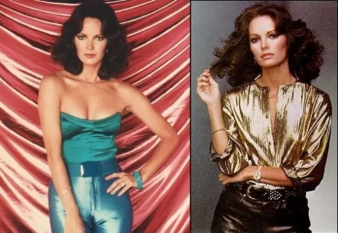 Jaclyn Smith, diễn viên vào vai thiên thần trong "Những thiên thần của Charlie" lại là đại diện cho phong cách glam "nguy hiểm và quyến rũ" với những item đặc trưng như: jumpsuit, áo cổ chữ V, quần bó sát người - tất cả đều sáng bóng và lấp lánh ánh kim.