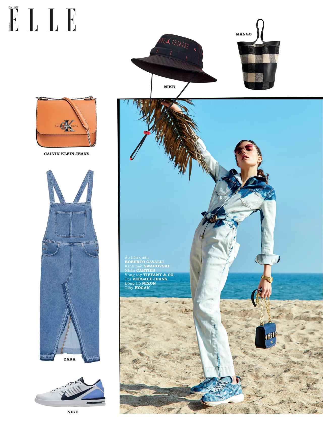 chất liệu denim trang phục overall phối đồ đẹp với denim jumpsuit màu loang