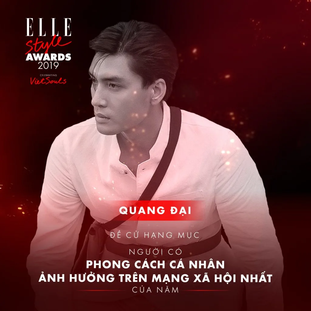 Quang Đại ở hạng mục phong cách cá nhân ELLE Style Awards 2019