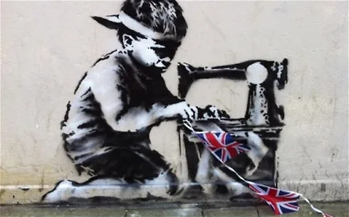 Banksy phản ảnh bóc lột sức lao động trẻ em trong kì Thế vận hội Mù Hè năm 2012