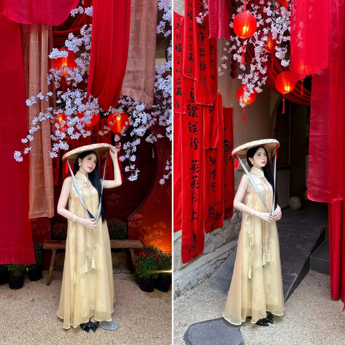 Quán cà phê có cách trang trí tết đẹp ở Sài Gòn.