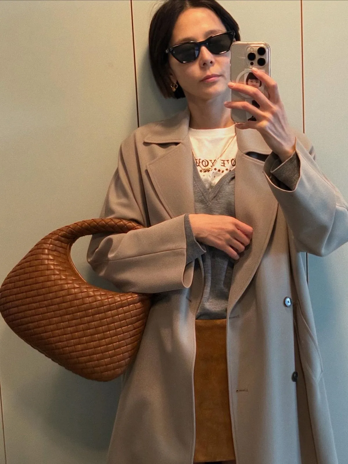 áo len cổ tim phối trench coat