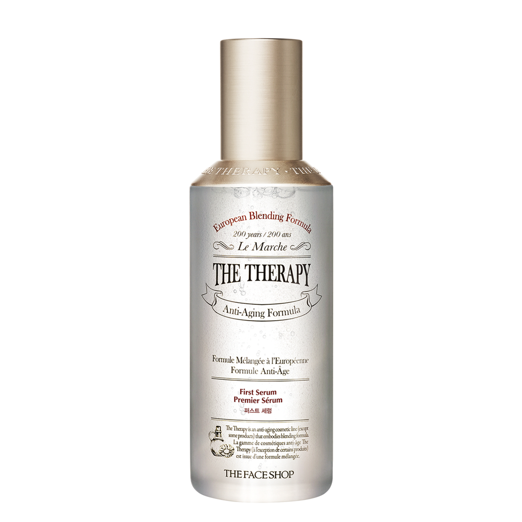 tinh chất dùng sau bước rửa mặt the face shop the therapy chai màu trắng