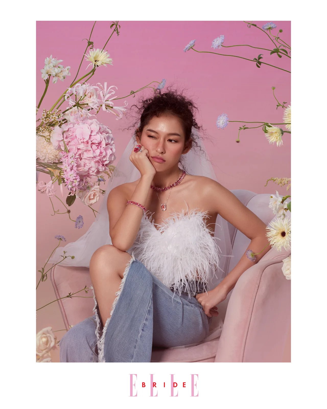 trang sức swarovski màu hồng cho ngày cưới