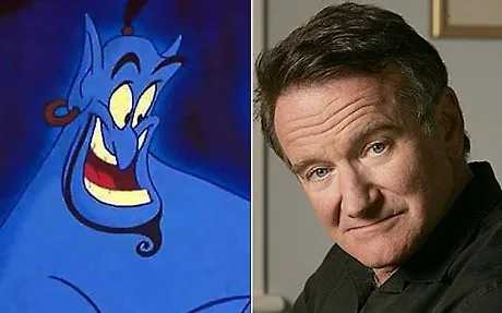 Robin Williams lồng tiếng cho nhận vật Thần Đèn Genie in the Bottle, trong Aladdin (1992)