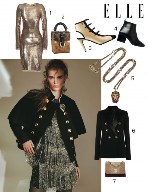 Áo khoác, đầm BURBERRY Hoa tai EDDIE BORGO Cài áo CHANEL Tất HUE