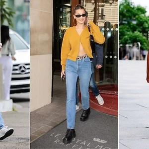 kendall jenner bella hadid và kaia gerber diện áo cardigan lửng