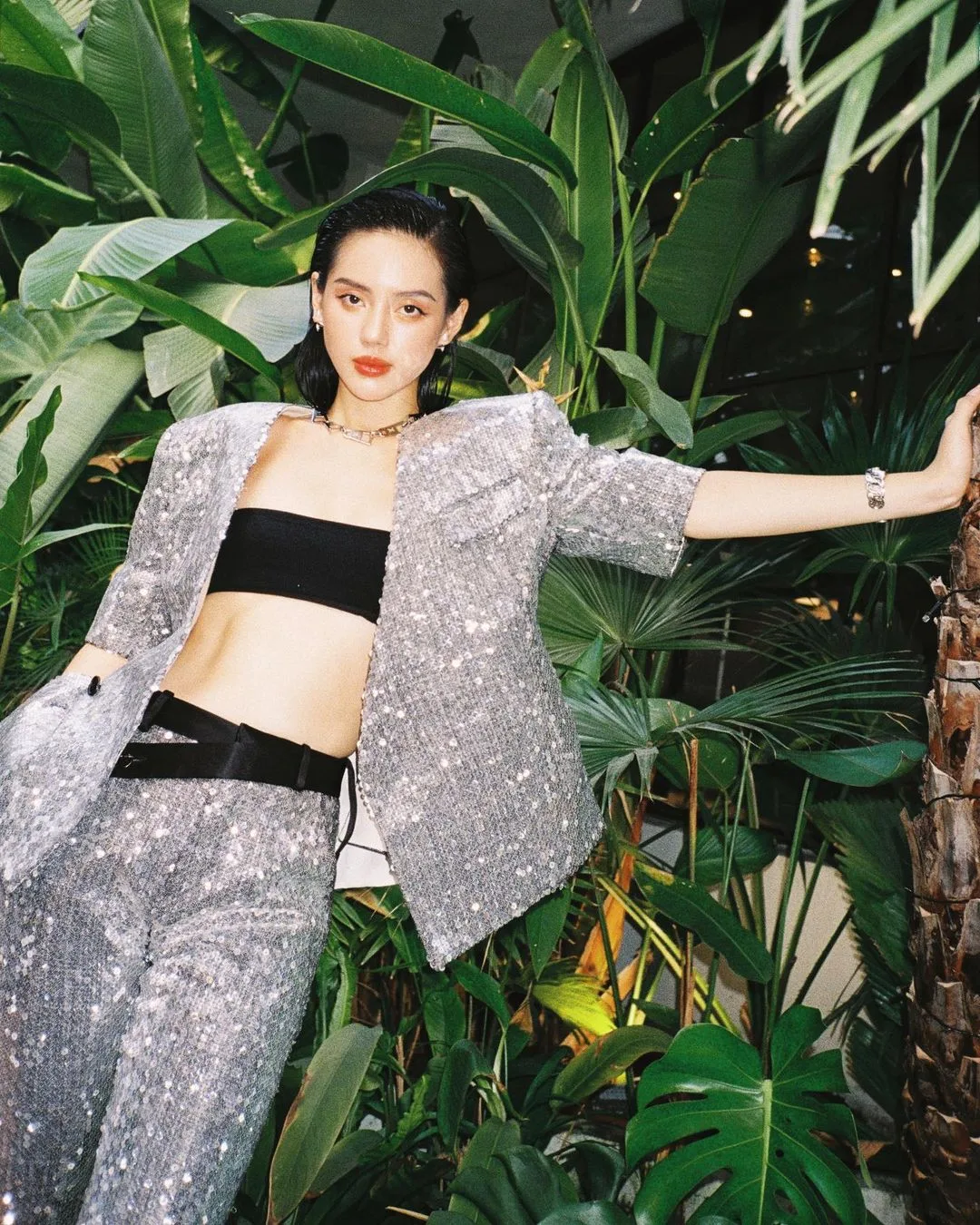 blazer sequin ngắn tay
