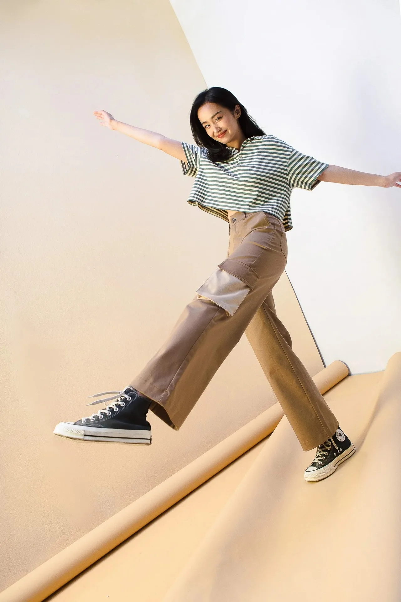 Quần Dài Túi Hộp Vải Kaki Phối Màu