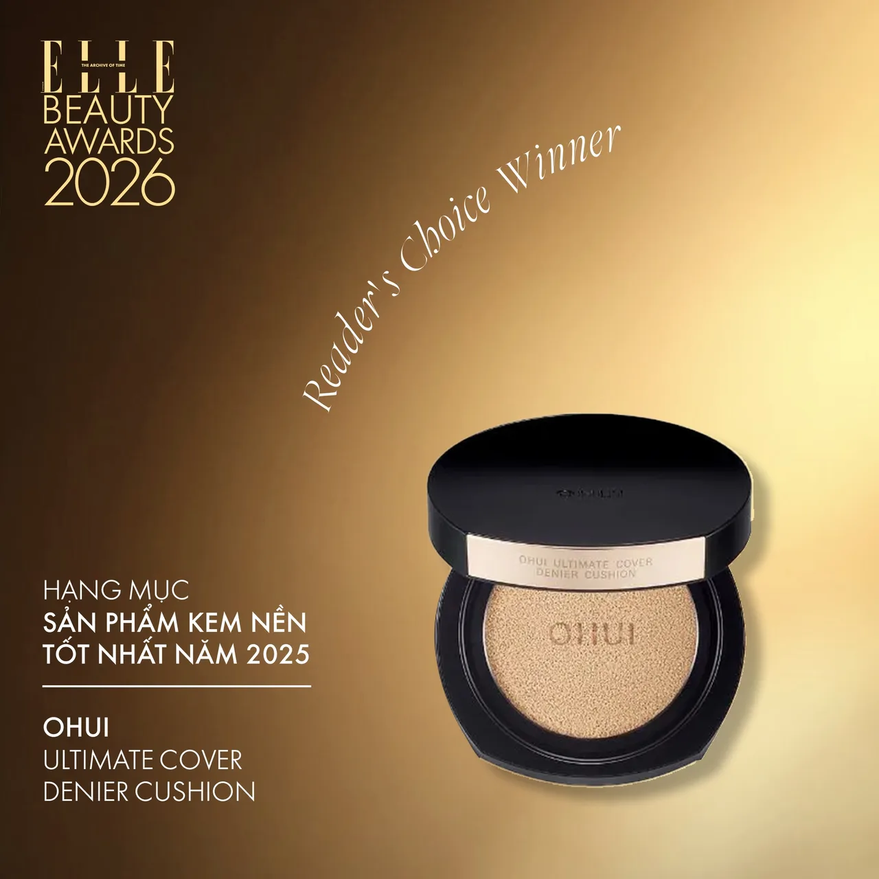 OHUI Ultimate Cover Denier Cushion đạt giải tại ELLE Beauty Awards 2026