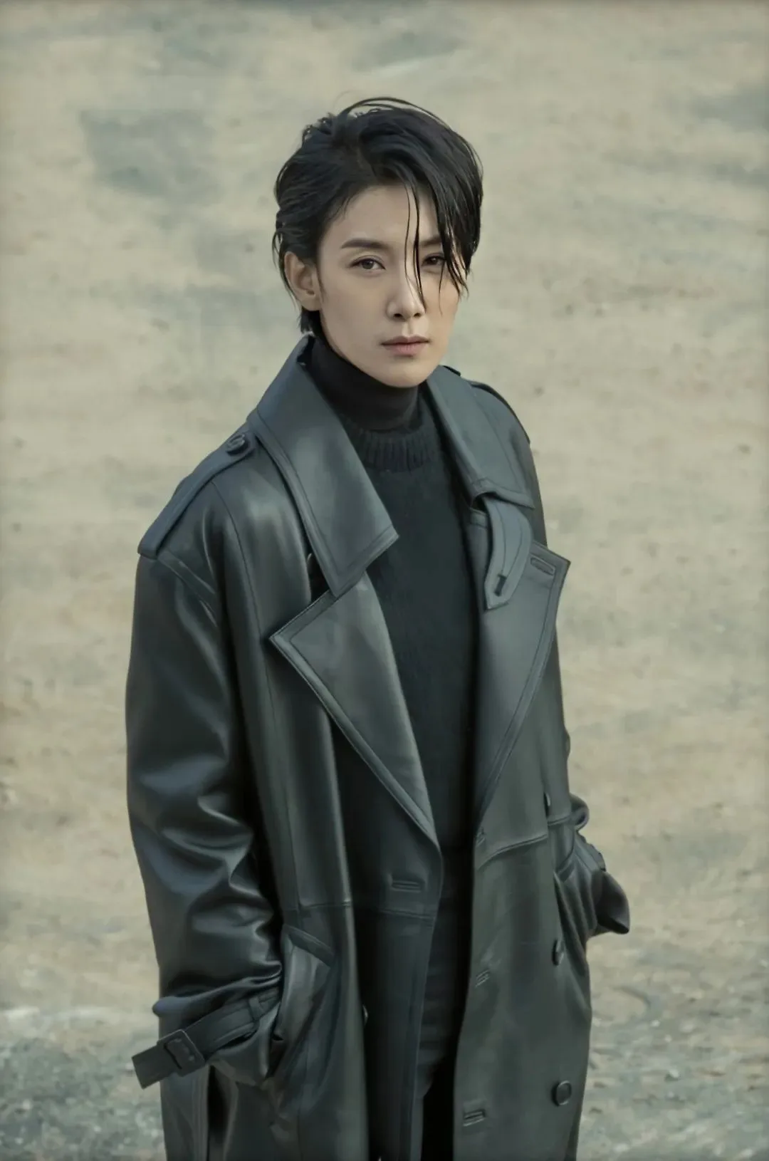 kim seo hyung mặc chất liệu da menswear