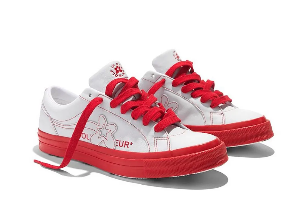 Giày Converse trắng viền đỏ