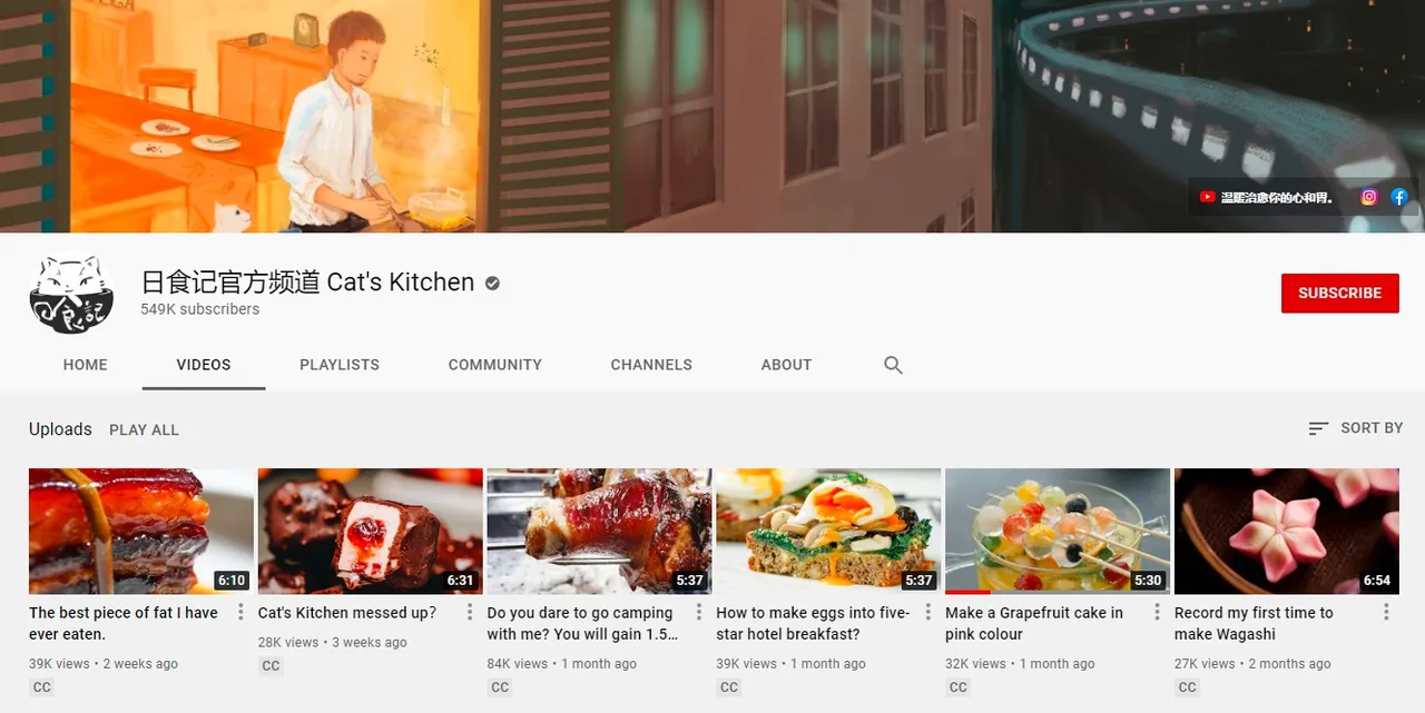Kênh Youtube nấu ăn ASMR 日食记官方频道 Cat's Kitchen