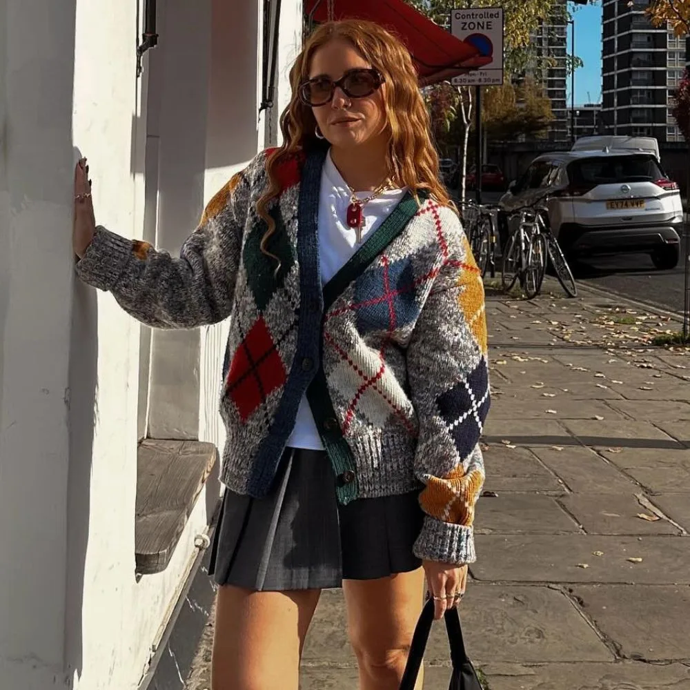 áo cardigan hoạ tiết argyle