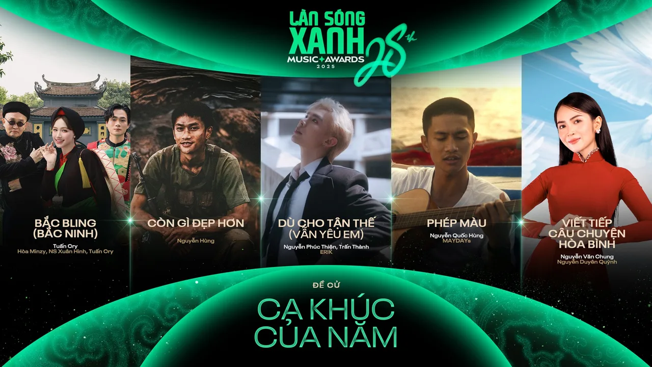 5 đề cử hạng mục ca khúc của năm Làn sóng xanh 2025