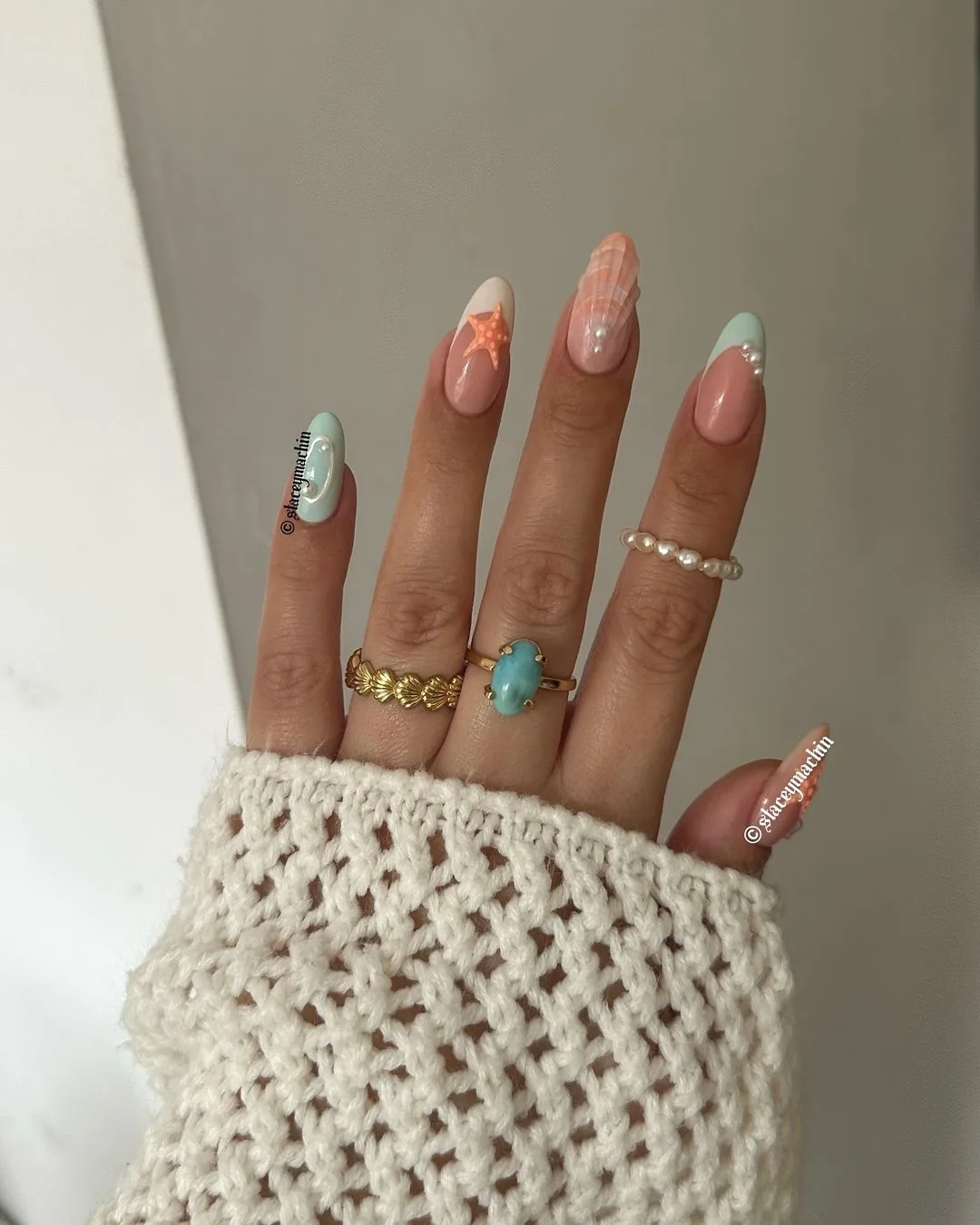 nail vỏ sò màu cam nhạt
