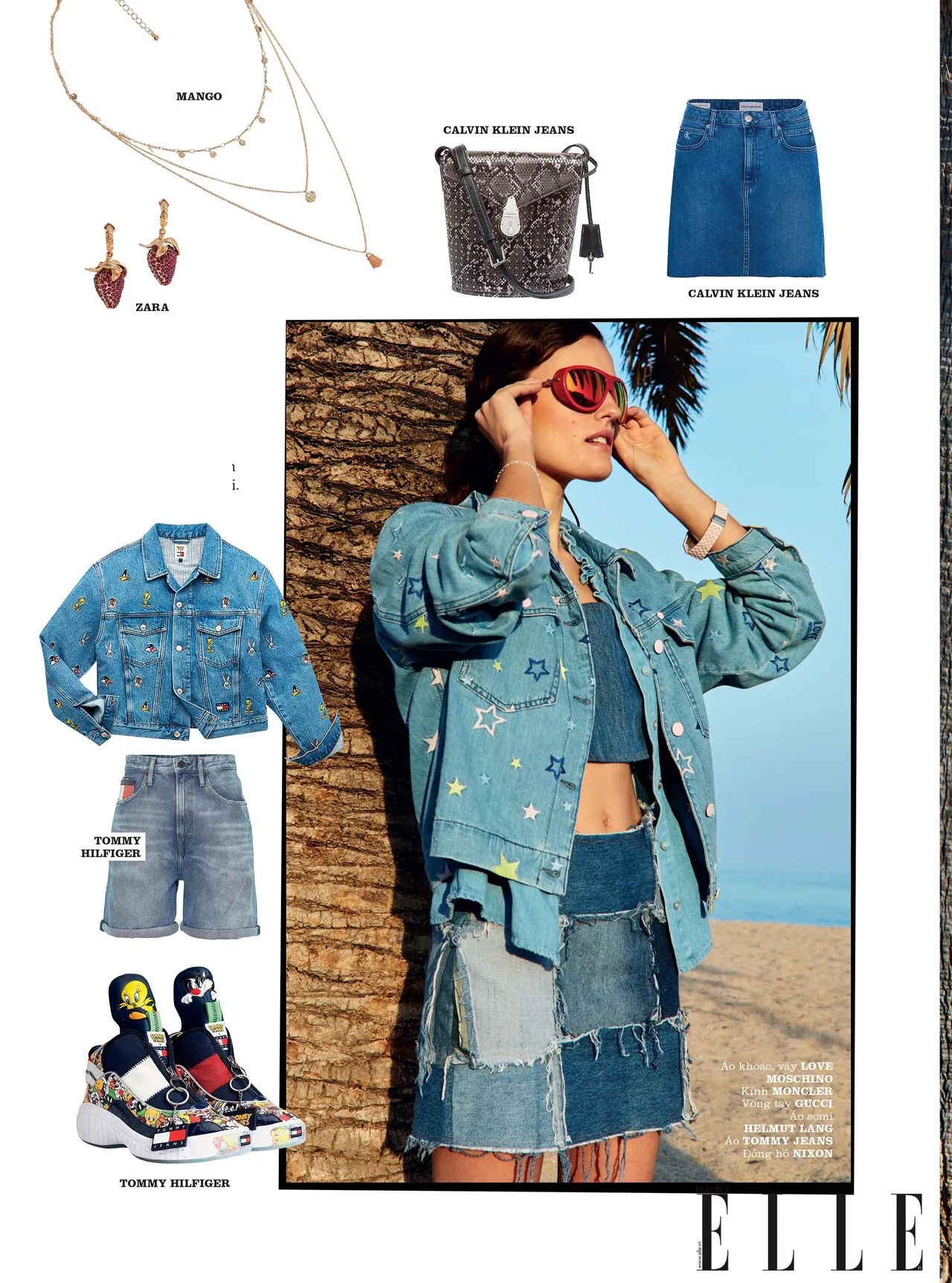 chất liệu denim họa tiết vui nhộn phối đồ đẹp với denim họa tiết màu sắc