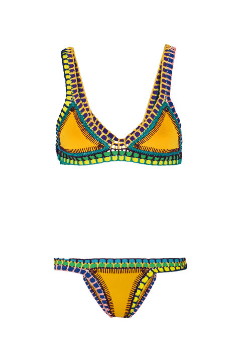 Kiini Ro Crocheted Cotton and Neoprene Triangle Bikini (net-a-porter.com)